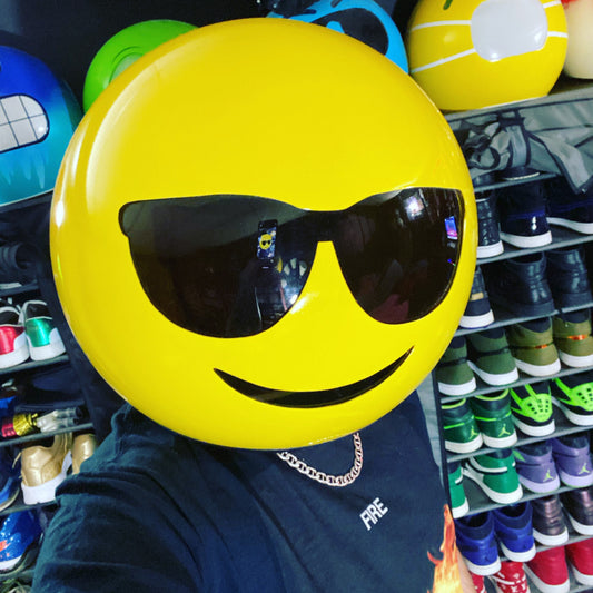 Custom sunglasses emoji helmet